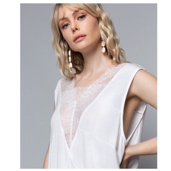 Always Hopeful Knit Top with Lace In Off White. - Picture 3 of 14